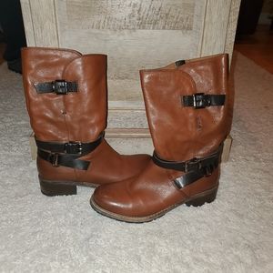 CLARKS, SIZE 9, WOMEN'S BROWN, LEATHER BOOTS